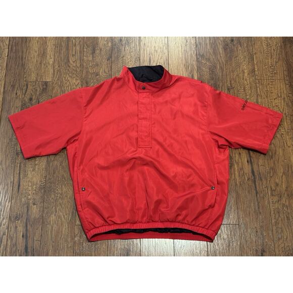 FOOTJOY DRYJOYS Pullover Jacket 1/2 Zip Red Windbreaker Short Sleeve - Men's XL - Picture 1 of 9